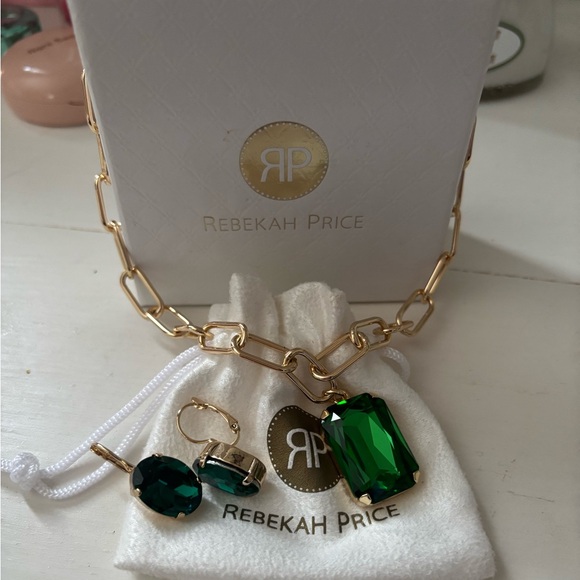 Rebekah Price Jewelry - Rebekah Price Sabrina ernite emerald necklace & earrings holidays Swarovski gold